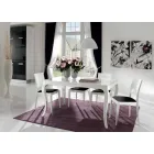 طاولة قابلة للتمديد حتى 350 سم باللون الأبيض اللامع وخشب الجوز التنجانيقي، ليوماس Viadurini