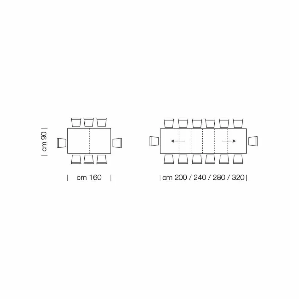 طاولة قابلة للتمديد حتى 470 سم مصنوعة من الخشب الإيطالي المقشر - Gordito Viadurini