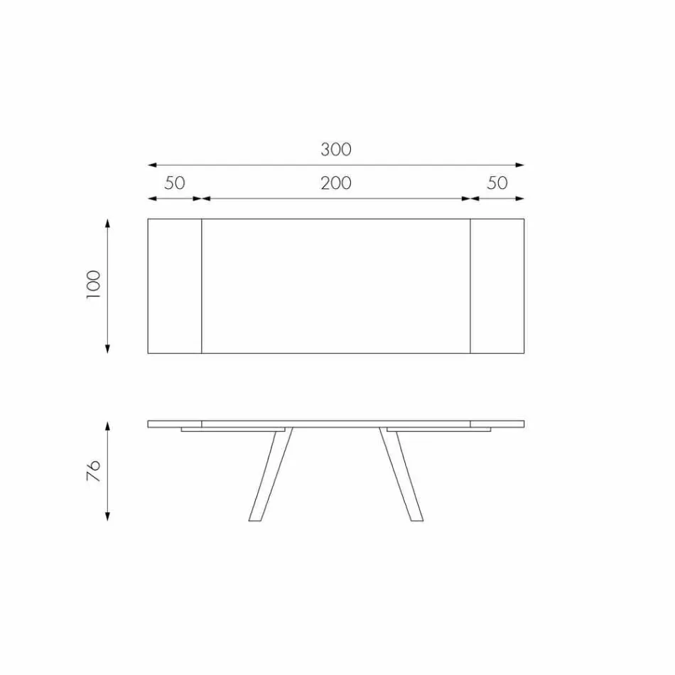 طاولة قابلة للتمديد من خشب البلوط وغطاء معدني أسود من ترافيس Viadurini