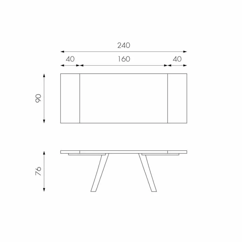 طاولة قابلة للتمديد من خشب البلوط وغطاء معدني أسود من ترافيس Viadurini