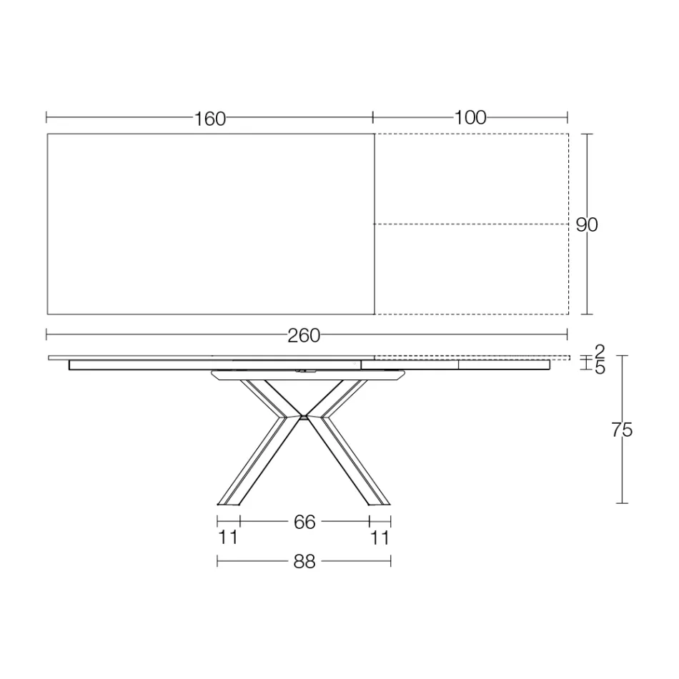 طاولة قابلة للتمديد من السيراميك الأسود المصقول من كالاكاتا - باليا Viadurini
