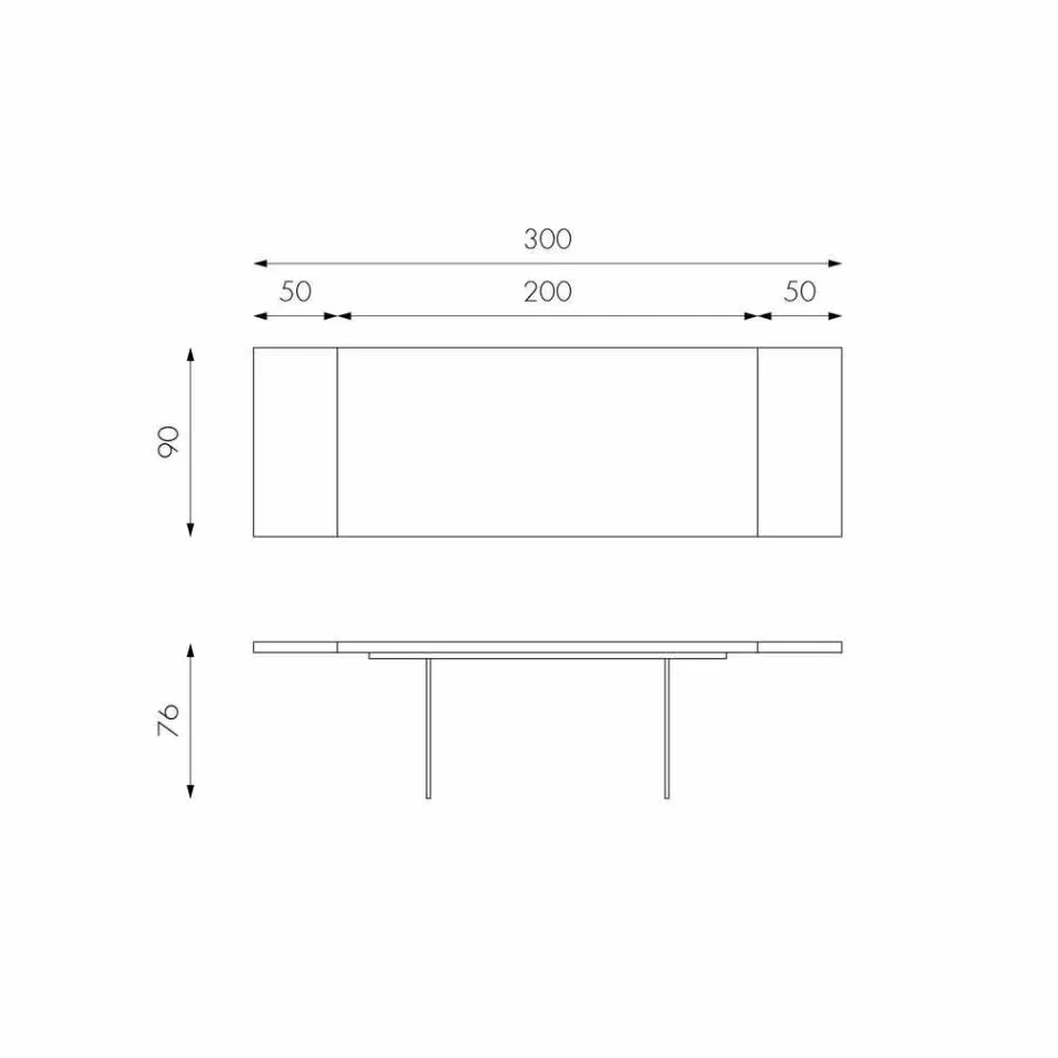طاولة قابلة للتمديد من خشب البلوط مع أرجل من زجاج نيكو Viadurini
