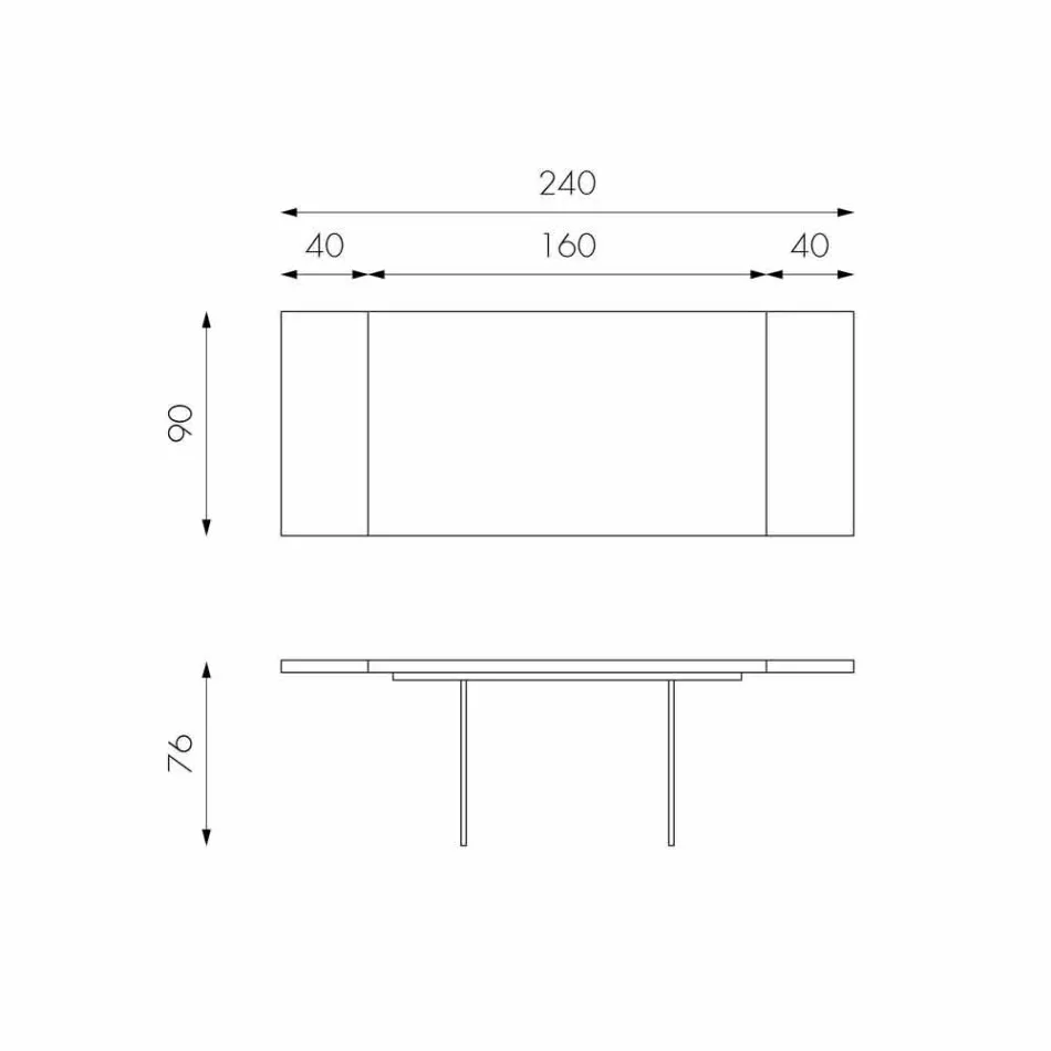 طاولة قابلة للتمديد من خشب البلوط مع أرجل من زجاج نيكو Viadurini
