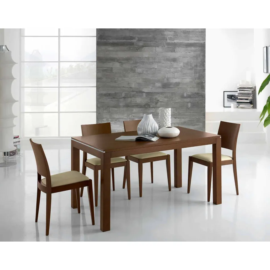 طاولة قابلة للتمديد من خشب الدردار مع أشرطة جانبية من خشب الدردار - كيتلا Viadurini