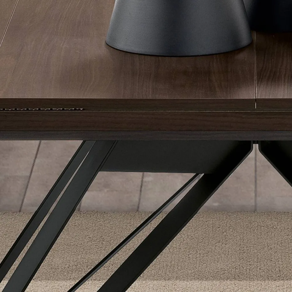 طاولة قابلة للطي والتمدد مصنوعة من المعدن والميلامين، صنع في إيطاليا - ميلوسو Viadurini