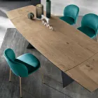 طاولة قابلة للتمديد من قشرة خشب البلوط وقاعدة معدنية مطلية - ميلو Viadurini