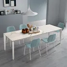 طاولة قابلة للتمديد مصنوعة من السيراميك الزجاجي وقاعدة معدنية بتشطيبات مختلفة - أرييل Viadurini