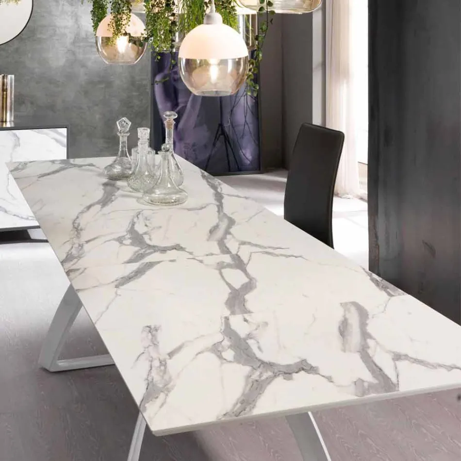 طاولة حديثة قابلة للتمديد بأرجل معدنية، فيلونجو Viadurini