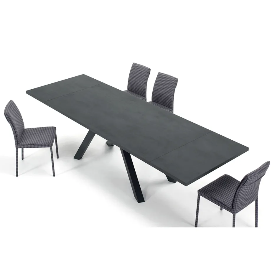 طاولة عصرية قابلة للتمديد بسطح خشبي مغلف، صنع في إيطاليا – سيتيميو Viadurini