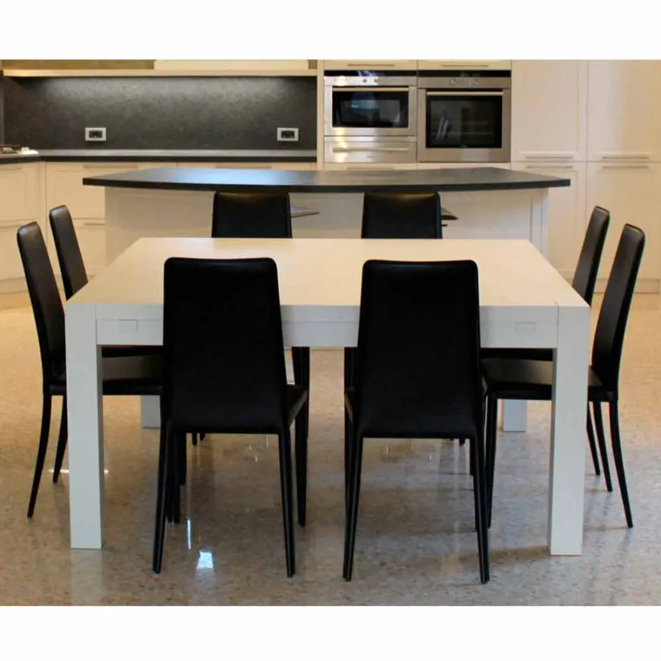 طاولة حديثة قابلة للتمديد من خشب البلوط الصلب، 160×160 سم، جاكوب Viadurini