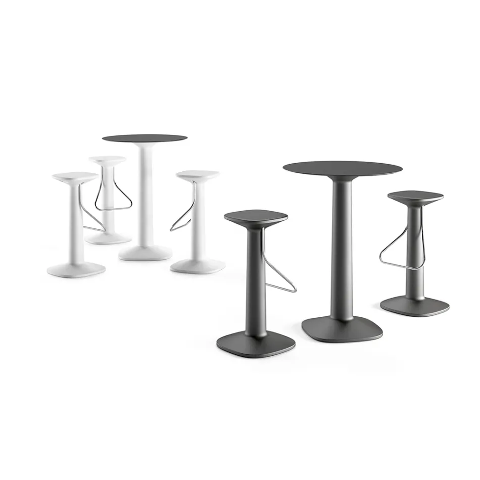 طاولة مستديرة عالية من البولي إيثيلين مع سطح HPL صنع في إيطاليا - بيتو Viadurini