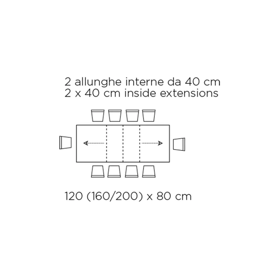 طاولة بامتدادات داخلية وحافة قابلة للطي من صفائح مصفحة، صنع في إيطاليا - جورديتو Viadurini