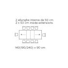 طاولة بامتدادات داخلية وحافة قابلة للطي من صفائح مصفحة، صنع في إيطاليا - جورديتو Viadurini