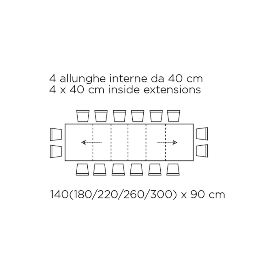 طاولة بامتدادات داخلية وحافة قابلة للطي من صفائح مصفحة، صنع في إيطاليا - جورديتو Viadurini