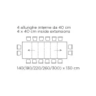 طاولة بامتدادات داخلية وحافة قابلة للطي من صفائح مصفحة، صنع في إيطاليا - جورديتو Viadurini