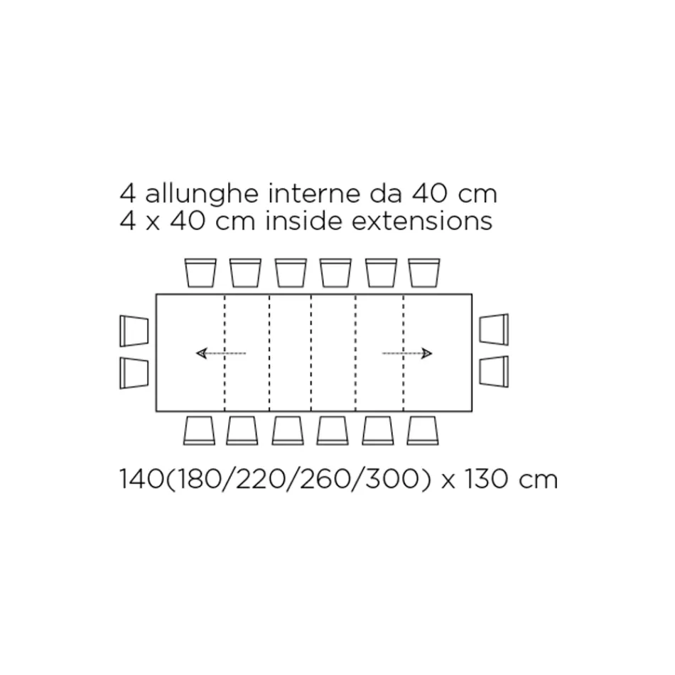 طاولة بامتدادات داخلية وحافة قابلة للطي من صفائح مصفحة، صنع في إيطاليا - جورديتو Viadurini