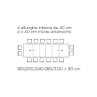 طاولة بامتدادات داخلية وحافة قابلة للطي من صفائح مصفحة، صنع في إيطاليا - جورديتو Viadurini