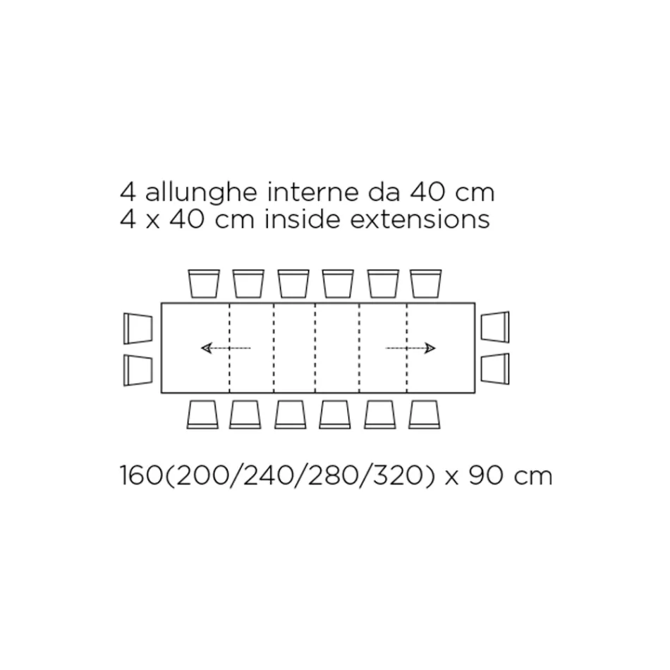 طاولة بامتدادات داخلية وحافة قابلة للطي من صفائح مصفحة، صنع في إيطاليا - جورديتو Viadurini
