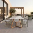طاولة ذات سطح سيراميك وقاعدة من خشب الساج الصلب، صنع في إيطاليا - بلوزة Viadurini