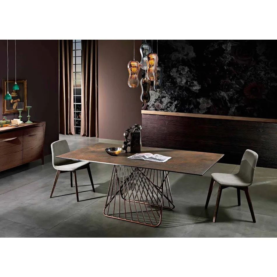 طاولة ذات سطح مصنوع في إيطاليا من السيراميك الزجاجي الحديث، ميتيا Viadurini