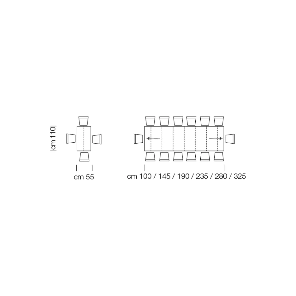 طاولة كونسول قابلة للتمديد حتى 325 سم مصنوعة في إيطاليا من الخشب المصفح - دالماتيان Viadurini