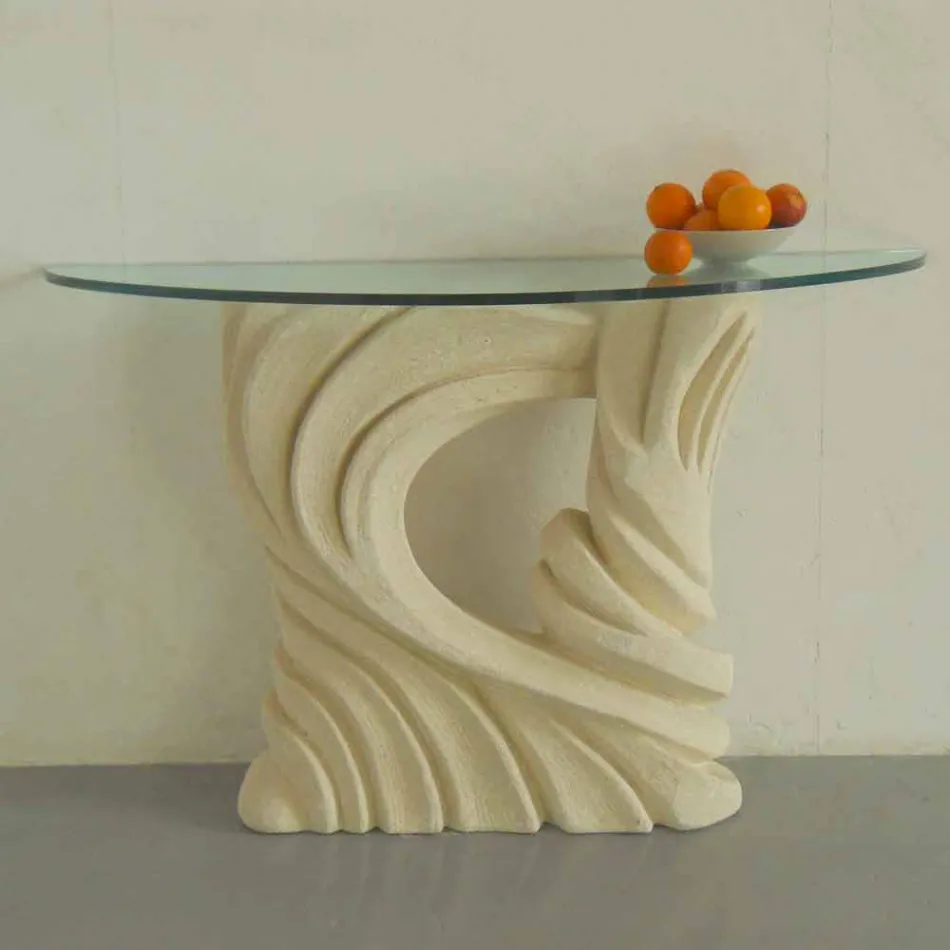 طاولة كونسول مصممة من حجر إيميرا ديزاين والكريستال Viadurini