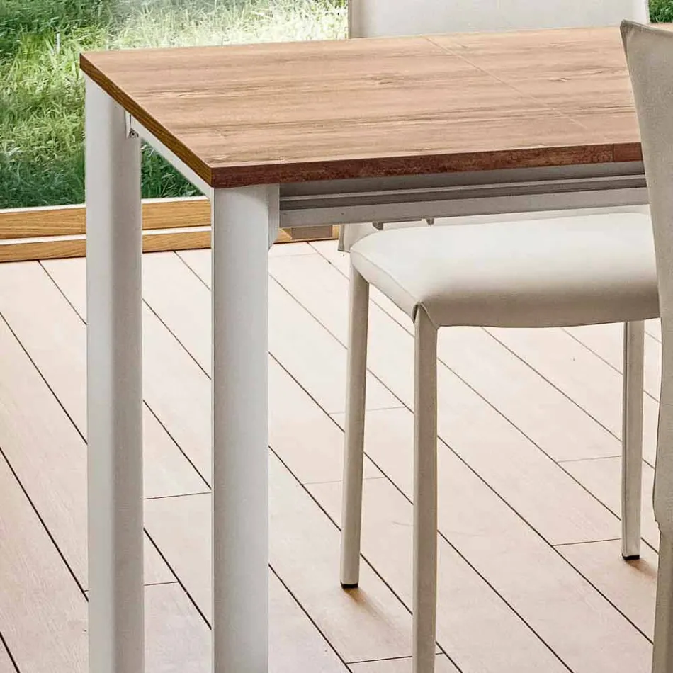 طاولة مطبخ قابلة للتمديد حتى 240 سم بتأثير خشبي، صنع في إيطاليا - مالطي Viadurini