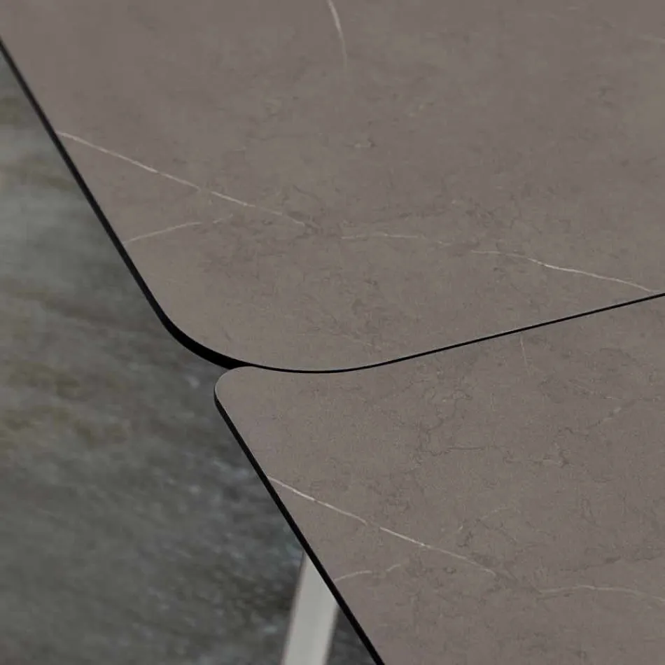 طاولة مطبخ قابلة للتمديد حتى 280 سم بتأثير الرخام، صنع في إيطاليا - بينوكيو Viadurini