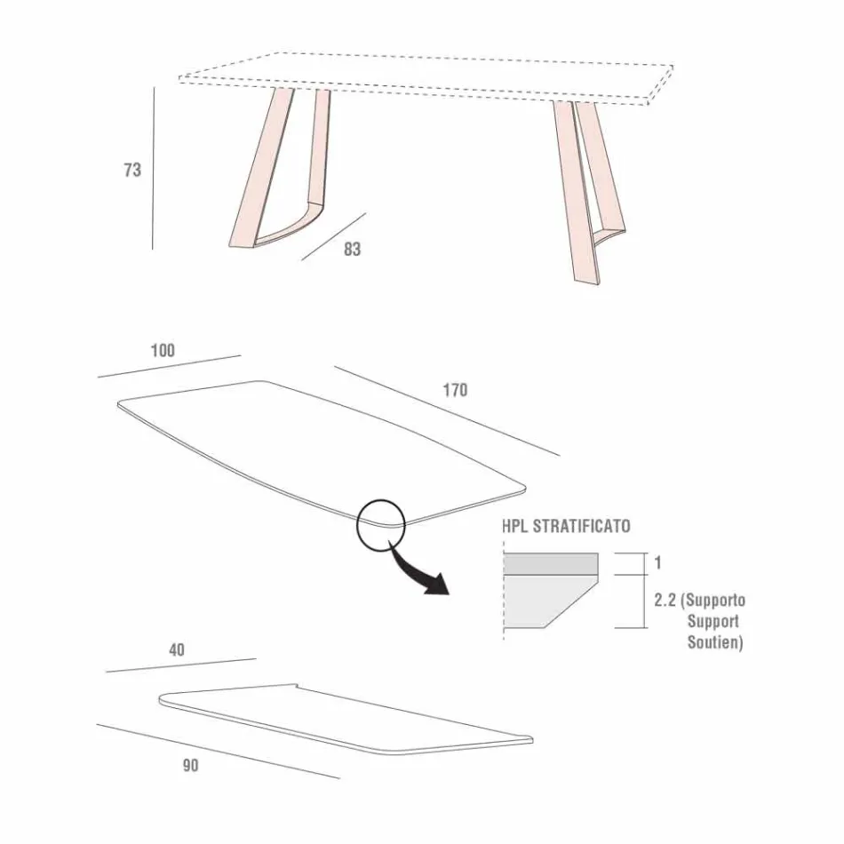 طاولة مطبخ قابلة للتمديد حتى 280 سم بتأثير الرخام، صنع في إيطاليا - بينوكيو Viadurini