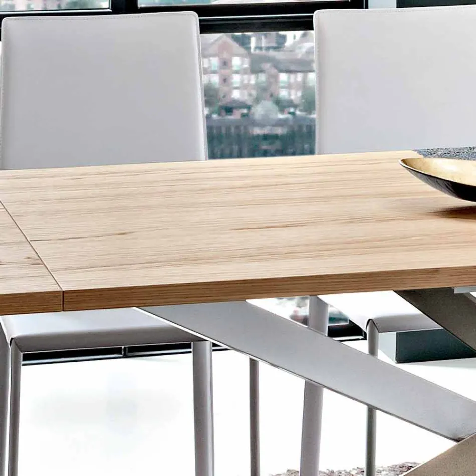 طاولة مطبخ قابلة للتمديد حتى 280 سم مصنوعة من الخشب في إيطاليا - كارلينو Viadurini