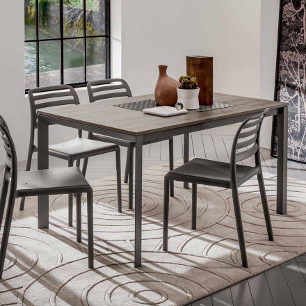 طاولة مطبخ بسطح من الميلامين وقاعدة معدنية، صنع في إيطاليا - سبيلا Viadurini