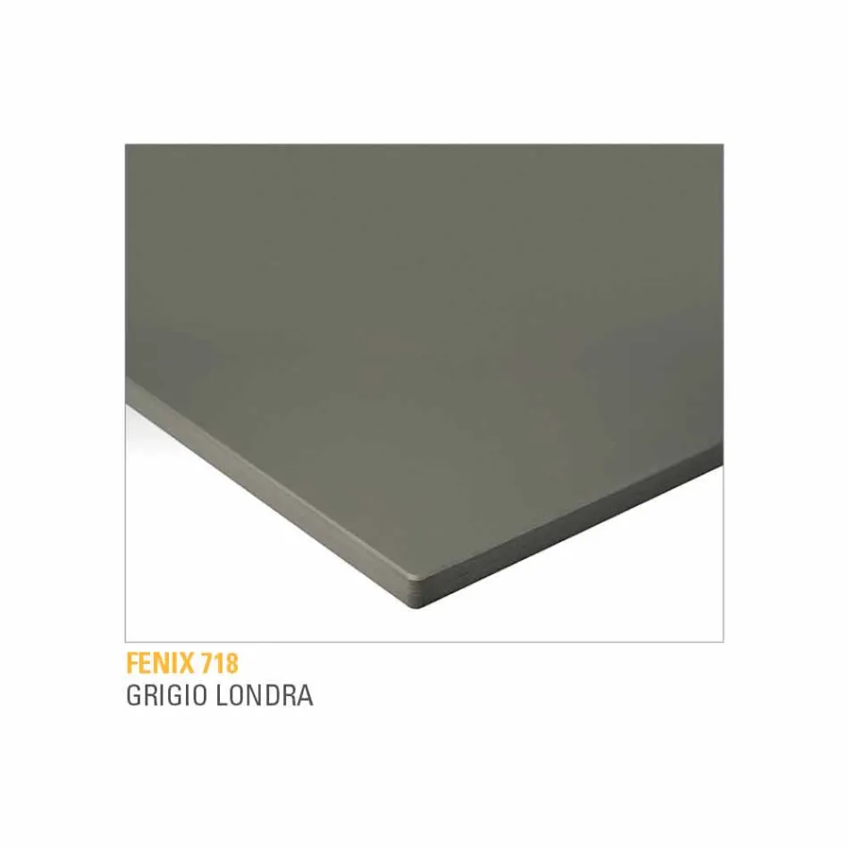 طاولة مطبخ من الألومنيوم المصفح باللونين الأسود والفينيقي، صنعت في إيطاليا - لينغوتو Viadurini