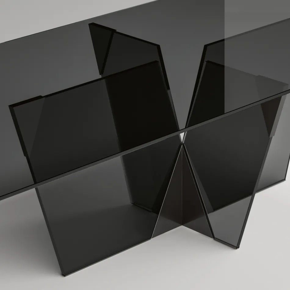 طاولة مطبخ مستطيلة بسطح وقاعدة زجاجية، صنع في إيطاليا - تيسيو Viadurini