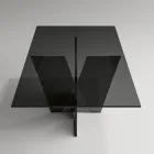 طاولة مطبخ مستطيلة بسطح وقاعدة زجاجية، صنع في إيطاليا - تيسيو Viadurini