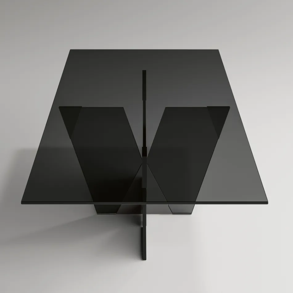 طاولة مطبخ مستطيلة بسطح وقاعدة زجاجية، صنع في إيطاليا - تيسيو Viadurini