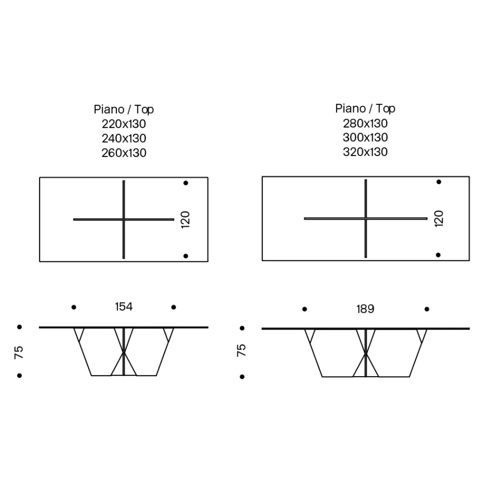 طاولة مطبخ مستطيلة بسطح وقاعدة زجاجية، صنع في إيطاليا - تيسيو Viadurini