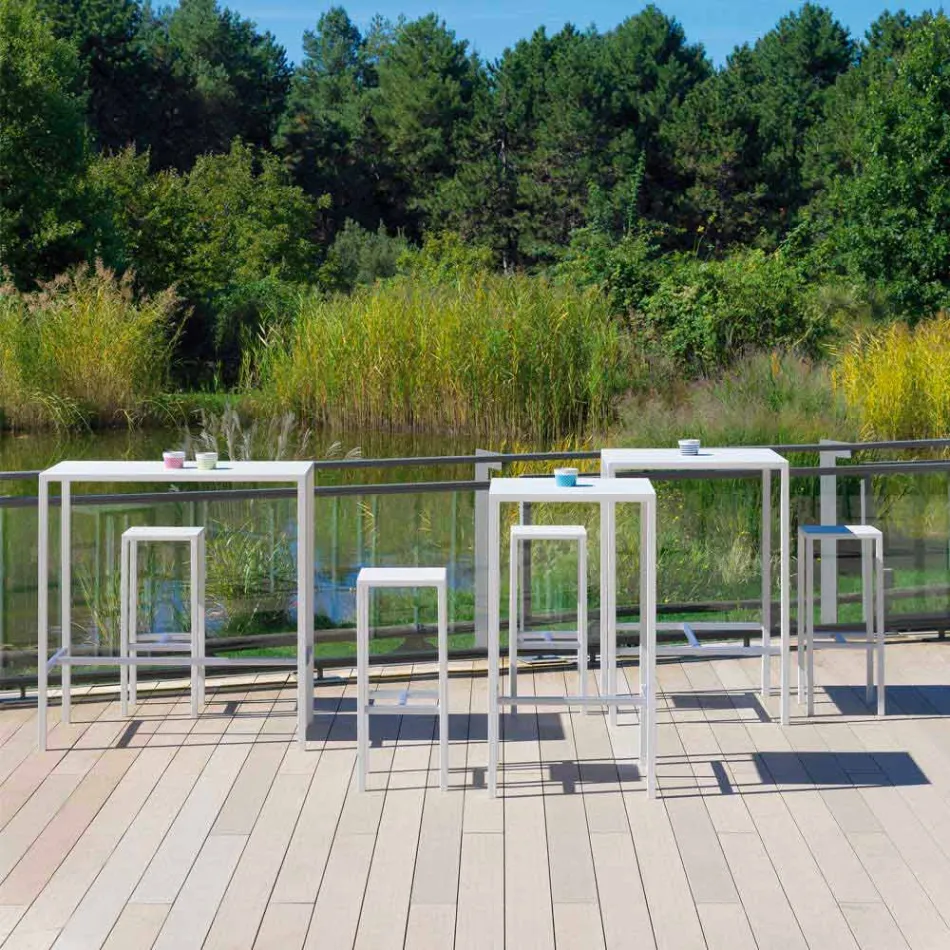 طاولة بار مربعة معدنية مطلية خارجية مصنوعة في إيطاليا - فادا Viadurini