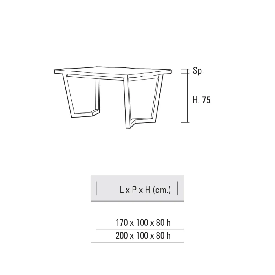 طاولة مطبخ معدنية ثابتة وسطح خشبي صنع في إيطاليا - باستيانو Viadurini
