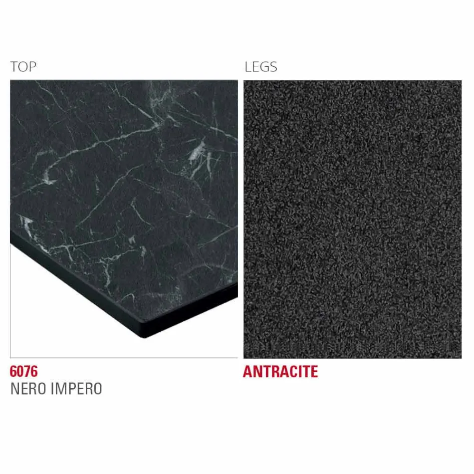 طاولة مطبخ Hpl بقاعدة معدنية من الفحم، صنع في إيطاليا - أريستو Viadurini