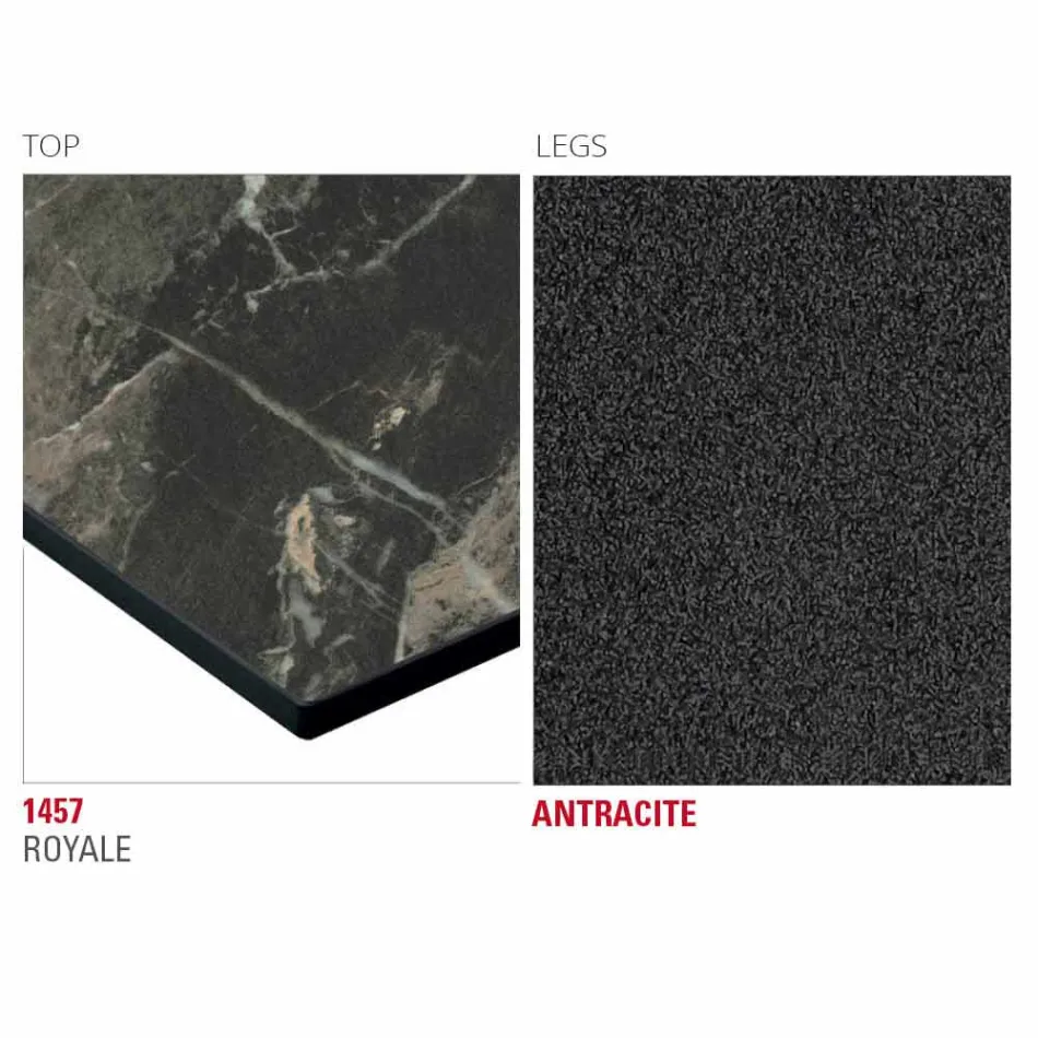 طاولة مطبخ Hpl بقاعدة معدنية من الفحم، صنع في إيطاليا - أريستو Viadurini