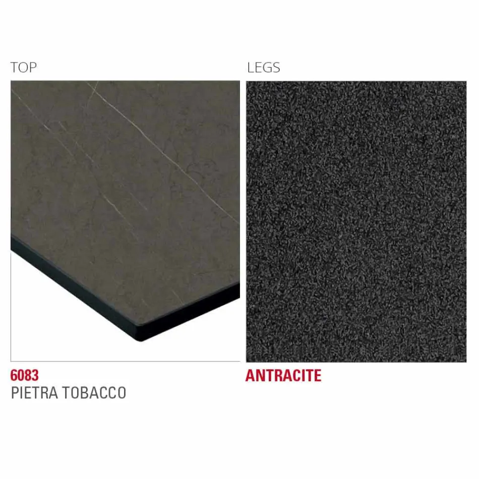 طاولة مطبخ Hpl بقاعدة معدنية من الفحم، صنع في إيطاليا - أريستو Viadurini