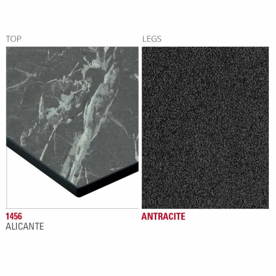 طاولة مطبخ Hpl بقاعدة معدنية من الفحم، صنع في إيطاليا - أريستو Viadurini