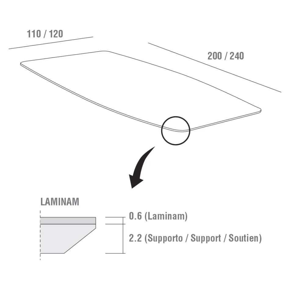 طاولة مطبخ من اللامنام بهيكل معدني، صنع في إيطاليا - كارلينو Viadurini