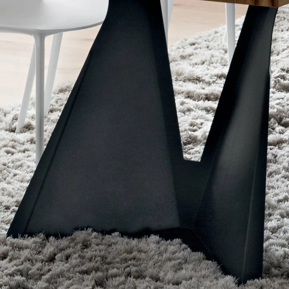 طاولة مطبخ من الخشب والمعدن، صنع في إيطاليا، عالية الجودة - دوتو Viadurini