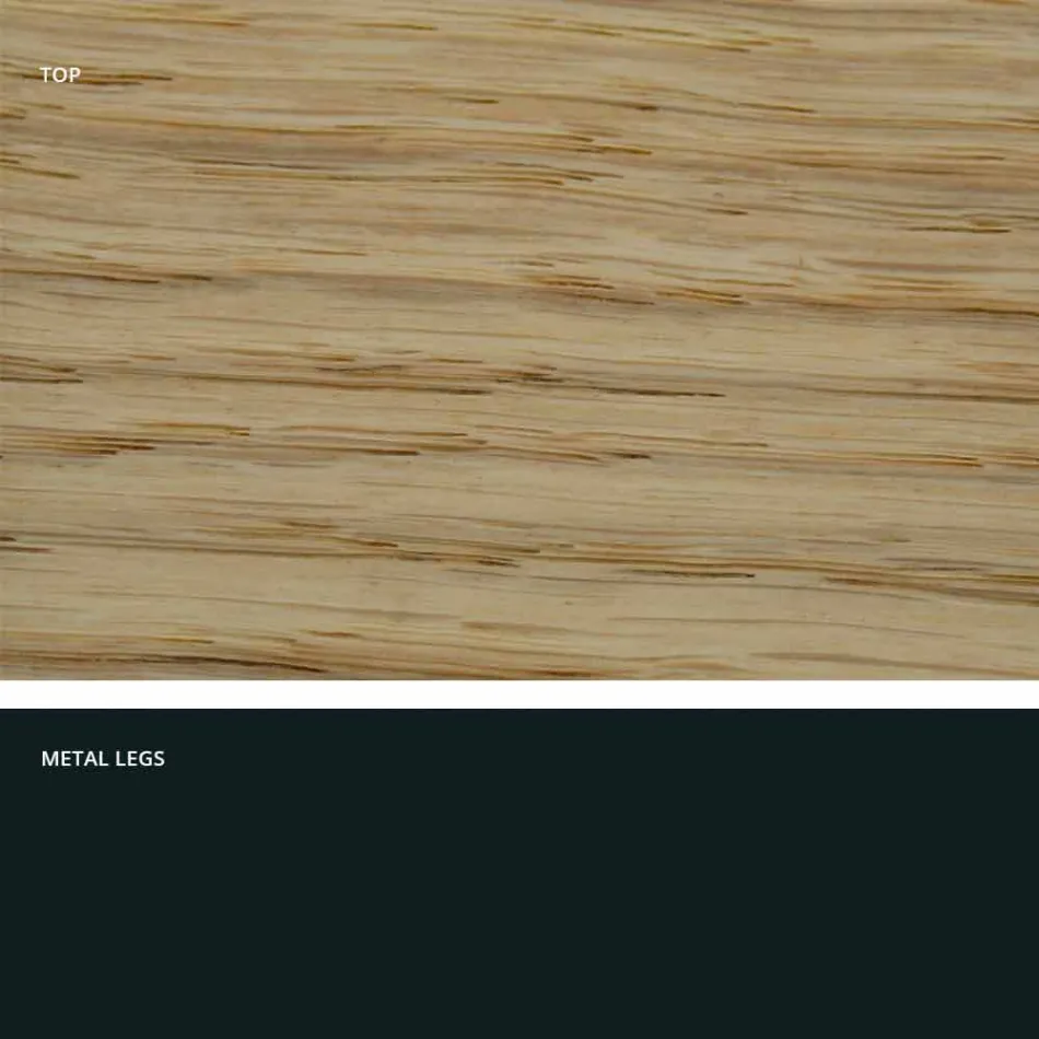 طاولة مطبخ من الخشب الصلب والمعدن، صنع في إيطاليا، فلورا Viadurini