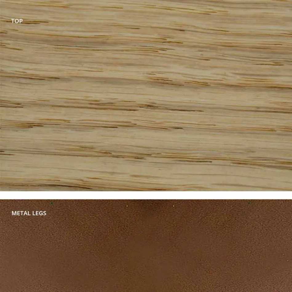 طاولة مطبخ مصنوعة من الخشب الصلب والمعادن في إيطاليا، فلورا Viadurini