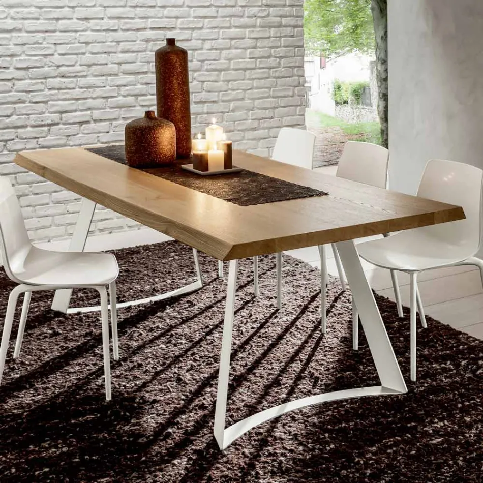 طاولة مطبخ من الخشب عالي الجودة منزوع اللحاء، صنع في إيطاليا - بينوكيو Viadurini