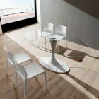 طاولة مطبخ فاخرة من الزجاج المقسّى والرخام، صنع في إيطاليا - برونتولو Viadurini