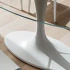 طاولة مطبخ فاخرة من الزجاج المقسّى والرخام، صنع في إيطاليا - برونتولو Viadurini