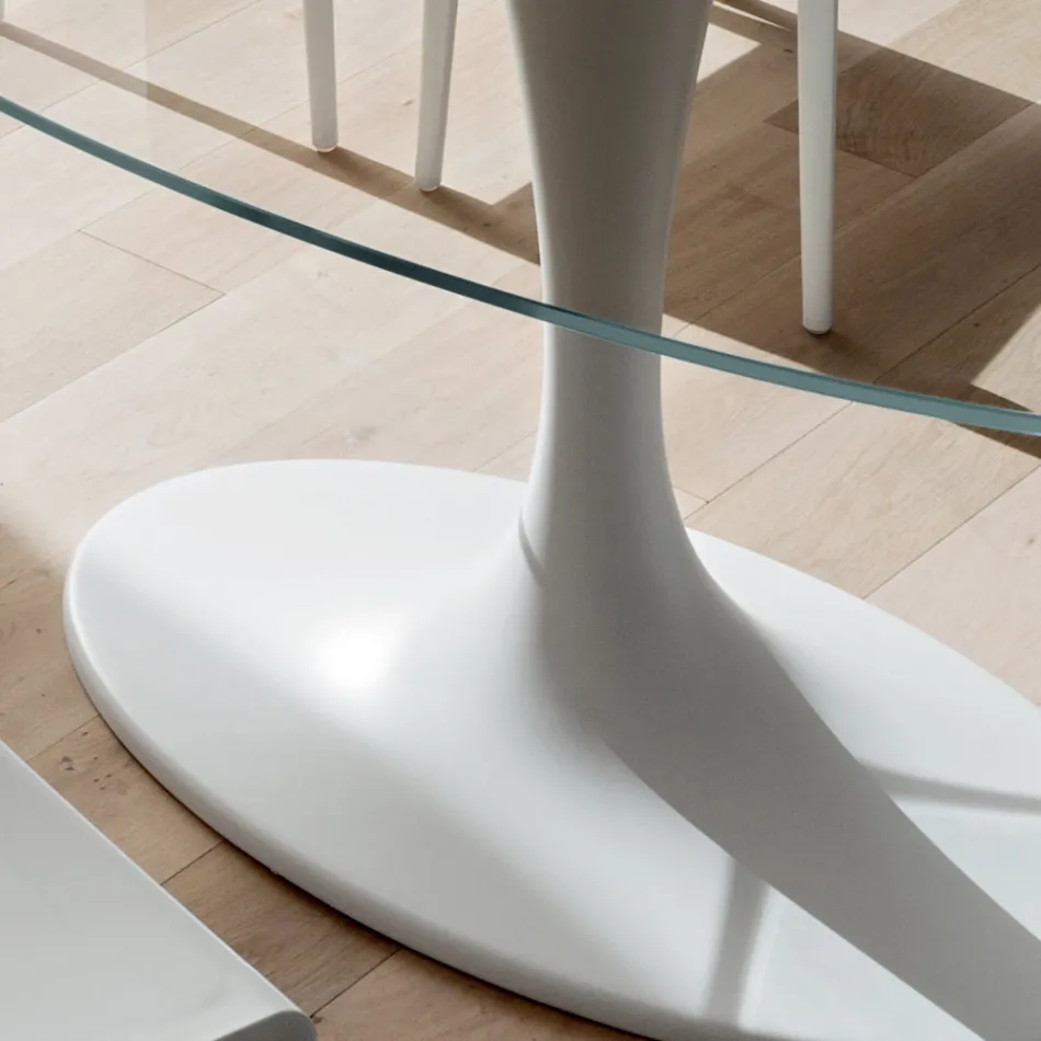 طاولة مطبخ فاخرة من الزجاج المقسّى والرخام، صنع في إيطاليا - برونتولو Viadurini